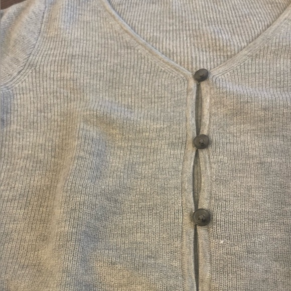 J Crew cashmere grey cardigan sweater. Size Small. Featherweight cashmere v neck - Picture 3 of 5